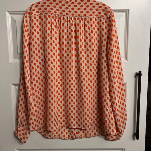Banana Republic Polka Dot Button-Down Orange Blouse – Size Medium - Picture 3 of 8